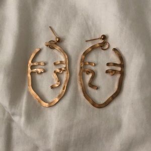 Gold abstract face earrings!